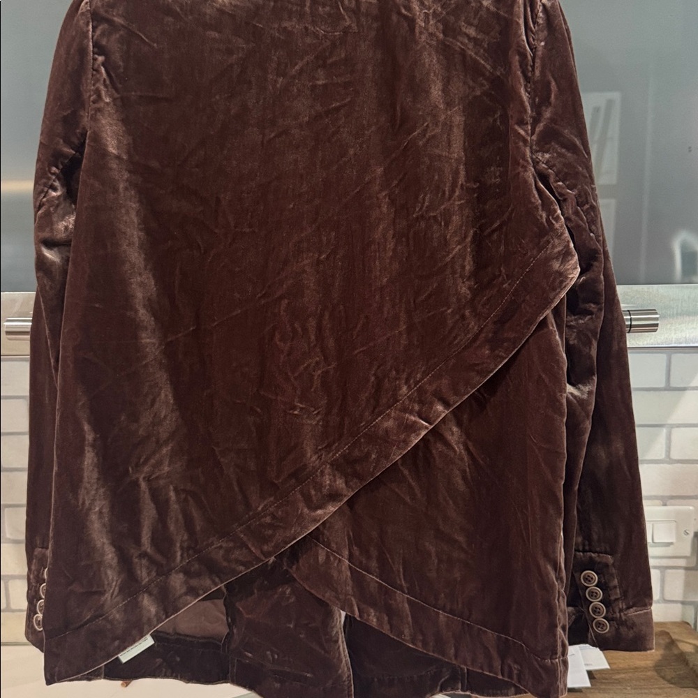 Anthropologie Velvet Open Front Blazer in Chocolate Brown size s - Picture 5 of 7